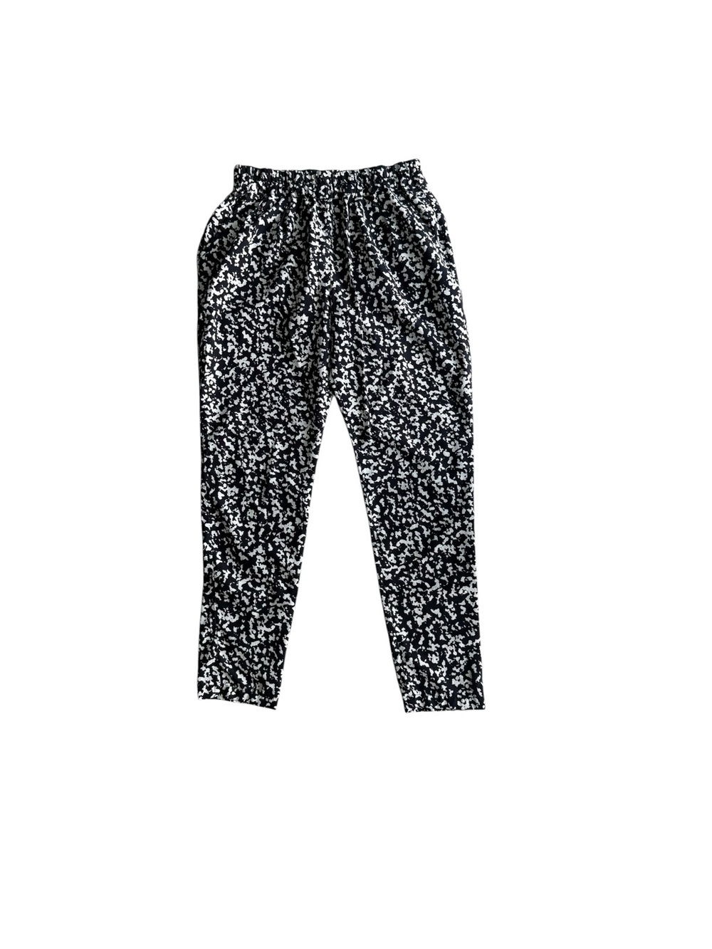Mango Black and White Printed Elastic Waist Pants Size 6